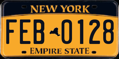 NY license plate FEB0128