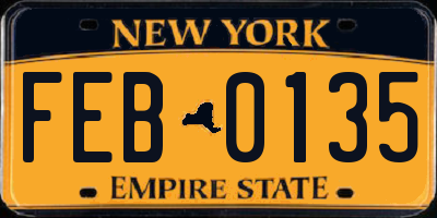 NY license plate FEB0135