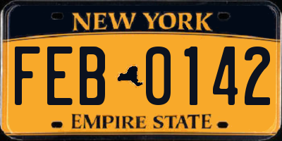 NY license plate FEB0142
