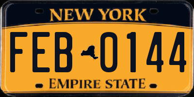 NY license plate FEB0144