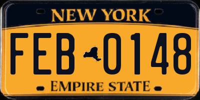 NY license plate FEB0148