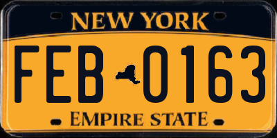 NY license plate FEB0163