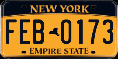 NY license plate FEB0173