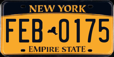 NY license plate FEB0175