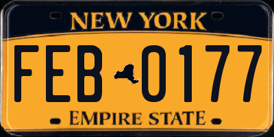 NY license plate FEB0177