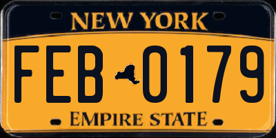 NY license plate FEB0179