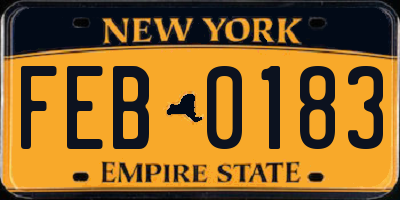 NY license plate FEB0183