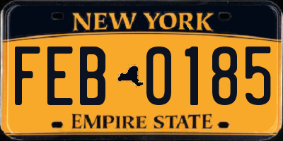 NY license plate FEB0185