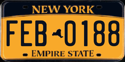 NY license plate FEB0188