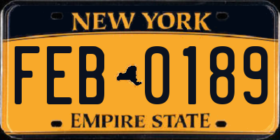 NY license plate FEB0189