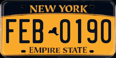 NY license plate FEB0190