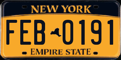 NY license plate FEB0191