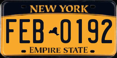 NY license plate FEB0192
