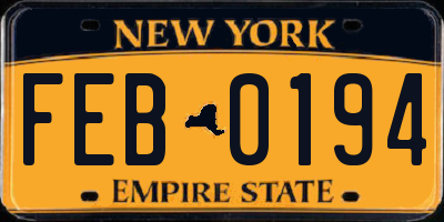 NY license plate FEB0194