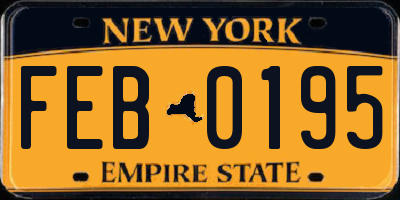 NY license plate FEB0195