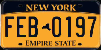 NY license plate FEB0197