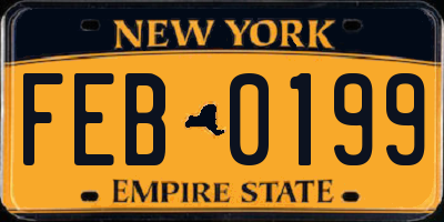 NY license plate FEB0199