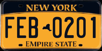 NY license plate FEB0201