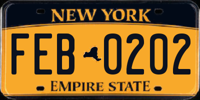 NY license plate FEB0202