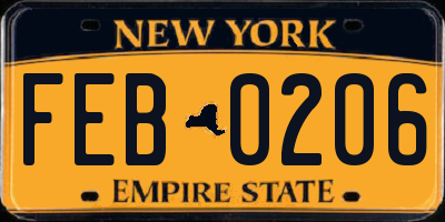 NY license plate FEB0206
