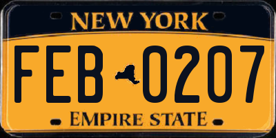 NY license plate FEB0207