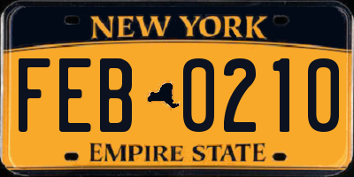 NY license plate FEB0210