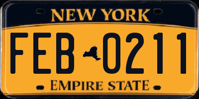 NY license plate FEB0211