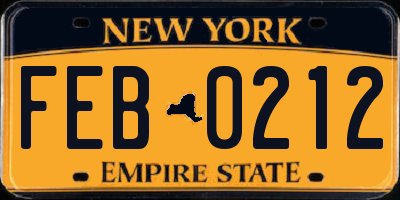 NY license plate FEB0212