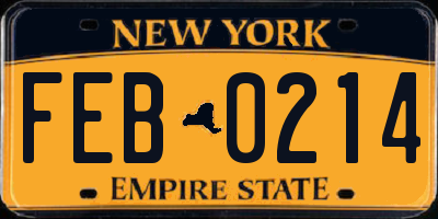 NY license plate FEB0214