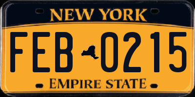 NY license plate FEB0215