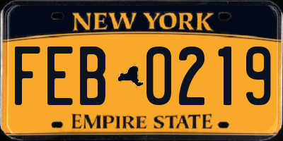 NY license plate FEB0219