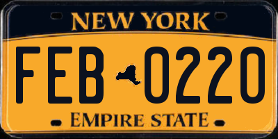 NY license plate FEB0220