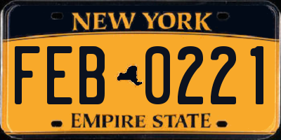 NY license plate FEB0221
