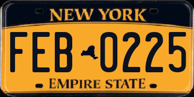NY license plate FEB0225