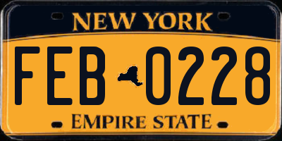 NY license plate FEB0228