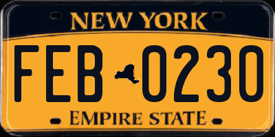 NY license plate FEB0230