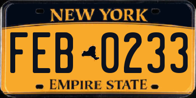 NY license plate FEB0233