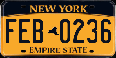 NY license plate FEB0236