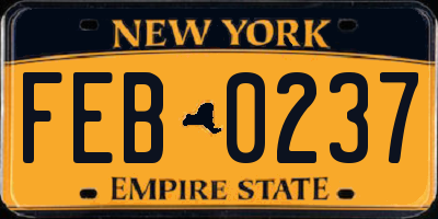 NY license plate FEB0237