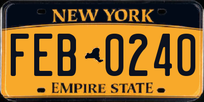 NY license plate FEB0240