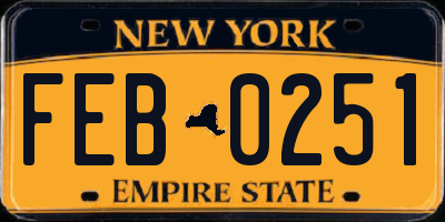 NY license plate FEB0251
