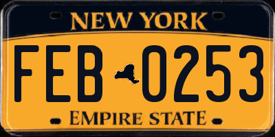 NY license plate FEB0253