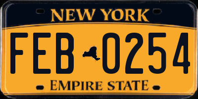 NY license plate FEB0254
