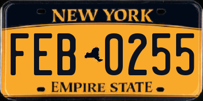 NY license plate FEB0255