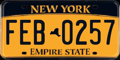 NY license plate FEB0257
