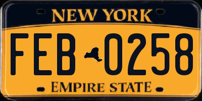 NY license plate FEB0258