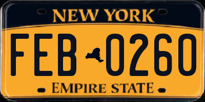 NY license plate FEB0260