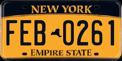 NY license plate FEB0261