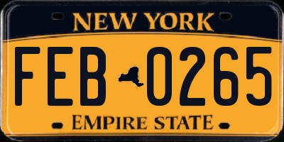 NY license plate FEB0265