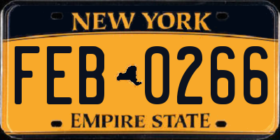 NY license plate FEB0266